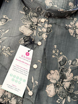 Slate Grey men's kurta pajama in cotton silk with floral digital prints — Kaash Collection