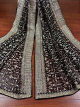 Black soft organza silk dupatta with muted gold zari, embroidery & sequin jaal — Kaash Collection