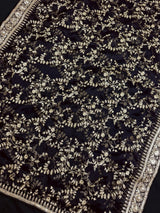 Black soft organza silk dupatta with muted gold zari, embroidery & sequin — Kaash Collection