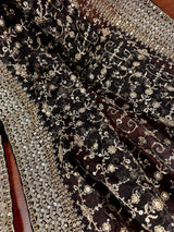 Black soft organza silk dupatta with muted gold zari, embroidery & sequin jaal — Kaash Collection