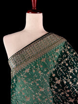 Bottle Green soft organza silk dupatta with muted gold zari, embroidery & sequin — Kaash Collection