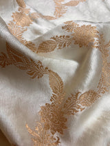 Statement Creamy Gold Color with Red Blouse Pure Banarasi Satin Silk Saree with Handwoven Gold Zari Weaved Saree - Silk Mark Certified - Kaash