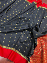 Statement Designer Black with red color Border and Pallu Saree - Kaash