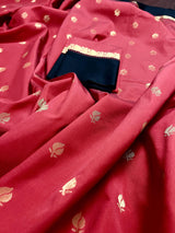 Statement Designer Red Color Saree with Black Border and Pallu | Satin Border | Banarasi Silk Saree | Soft Silk Saree - Kaash