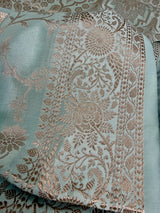 Statement Dull Dusty Blue Color Banarasi Semi Katan Silk Saree - Kaash