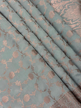 Statement Dull Dusty Blue Color Banarasi Semi Katan Silk Saree - Kaash