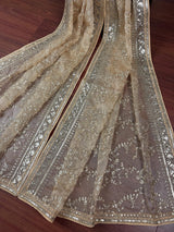 Gold Beige soft organza silk dupatta with muted gold zari, embroidery & sequin — Kaash Collection