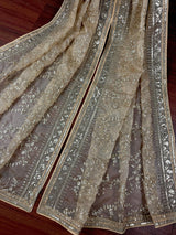 Gold Beige soft organza silk dupatta with muted gold zari, embroidery & sequin — Kaash Collection