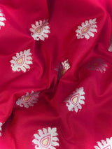 Statement Handmade Deep Magenta Pink Color Banarasi Soft Silk Handloom Saree with Green, Purple and Blue Border and Pallu - Kaash