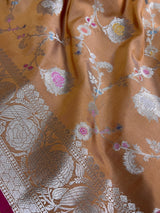 Gold Banarasi saree in banarasi semi katan silk with meenakari with muted gold zari weave — Kaash Collection