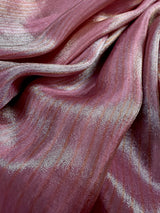 Statement Handmade Mauve Pink Color Saree with thin Striped Banarasi Satin Tissue Silk Saree - Kaash