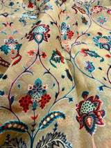 Statement Handmade Pastel Beige Color Soft Organza Tissue Silk Saree with Floral Prints - Kaash