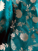 Statement Handmade Pine Green Color Semi Katan Banarasi Silk Saree - Kaash