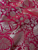 Hot Pink Banarasi saree in banarasi semi mashru with lightweight mashru with lustrous sheen — Kaash Collection
