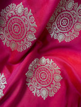 Hot Pink Banarasi saree in banarasi semi mashru with lightweight mashru with lustrous sheen — Kaash Collection