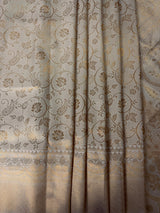 Statement Ivory Color Saree with Muted Gold Zari Weave - Kaash