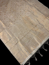 Statement Ivory Color Saree with Muted Gold Zari Weave - Kaash