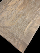 Statement Ivory Color Saree with Muted Gold Zari Weave - Kaash