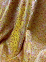 Lime Yellow Banarasi saree in pure banarasi tanchoi with pure banarasi tanchoi with jamawar handweaving — Kaash Collection