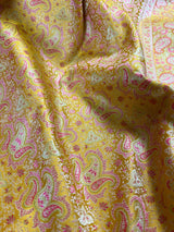 Statement Lime Yellow Color Pure Banarasi Satin Silk Tanchoi with Jamawar Handwoven Saree | Silk Mark Certified - Kaash