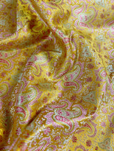 Statement Lime Yellow Color Pure Banarasi Satin Silk Tanchoi with Jamawar Handwoven Saree | Silk Mark Certified - Kaash