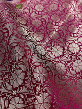 Navy Blue Banarasi saree in banarasi semi katan silk with meenakari floral jaal — Kaash Collection