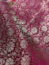 Statement Navy Blue Color Banarasi Semi Katan Silk Saree with Meenakari Floral Jaal - Kaash