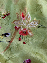 Pista Green Butter Soft Viscose Silk saree in butter soft viscose silk with floral digital print with wine pallu — Kaash Collection