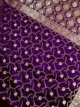 Statement Purple Color Pure Banarasi Satin Silk Saree with Handwoven Gold Zari Weaved Saree - Kaash