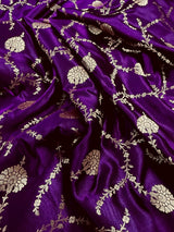 Statement Purple Color Pure Banarasi Satin Silk Saree with Handwoven Gold Zari Weaved Saree - Kaash