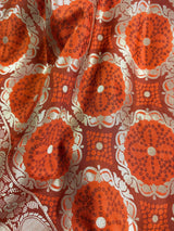 Rust & Burnt Orange Banarasi saree in banarasi silk with muted gold zari with burnt orange tones — Kaash Collection