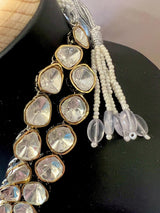 Statement Sabyasachi Inspired Bollywood Victorian Style Necklace Set with Kundan and Emerald Stones - Kaash