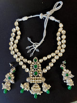 Statement Sabyasachi Inspired Bollywood Victorian Style Necklace Set with Kundan and Emerald Stones | Statement Party Wear Set for Women - Kaash