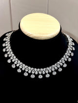 Statement Sliver Necklace with Earrning in AD | American Diamond Wedding Jewel | AD Jewelry | Light Weight Jewelry - Kaash