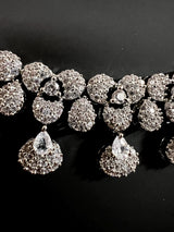 Statement Sliver Necklace with Earrning in AD | American Diamond Wedding Jewel | AD Jewelry | Light Weight Jewelry - Kaash