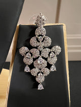 Statement Sliver Necklace with Earrning in AD | American Diamond Wedding Jewel | AD Jewelry | Light Weight Jewelry - Kaash