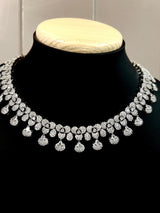 Statement Sliver Necklace with Earrning in AD | American Diamond Wedding Jewel | AD Jewelry | Light Weight Jewelry - Kaash