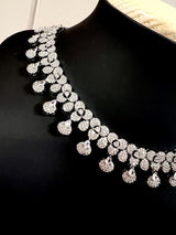 Statement Sliver Necklace with Earrning in AD | American Diamond Wedding Jewel | AD Jewelry | Light Weight Jewelry - Kaash