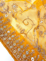 Yellow soft organza silk dupatta with muted gold zari, embroidery & sequin jaal — Kaash Collection