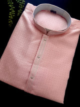 Tea Pink Color Kurta with Self Design | Wedding & Party Wear - Kaash