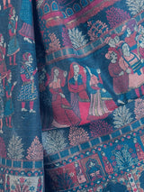 Teal kashmiri wool Kashmiri shawl with traditional floral design — Kaash Collection