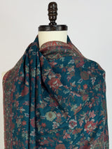 Teal premium pashmina Kashmiri shawl with kani weave, floral motifs — Kaash Collection