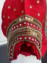 Tomato Red Color Raw Silk Ready to Wear Blouse | Handwork Blouses | Padded Blouse | Readymade Saree Blouses | Red Color Blouse - Kaash