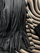 Black & Gold Pleated Half-and-Half saree in pleated fabric with pleated half-and-half party-wear — Kaash Collection