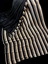 Trending Party Wear Saree in Black and Gold Color Strip Half and Half Saree in Pleated material - Kaash