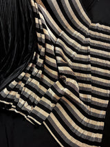 Trending Party Wear Saree in Black and Gold Color Strip Half and Half Saree in Pleated material - Kaash