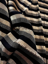 Trending Party Wear Saree in Black and Gold Color Strip Half and Half Saree in Pleated material - Kaash