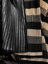 Trending Party Wear Saree in Black and Gold Color Strip Half and Half Saree in Pleated material - Kaash