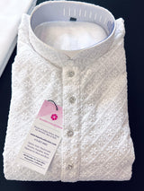 White Color Chikankari Lucknowi Georgette Men Kurta Pajama Set with Lining | Chikhankari Kurta | Mens Wear | Kurtas for Men | White Kurta - Kaash