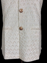 White men's Nehru/Modi jacket in cotton silk with embroidery & sequin work — Kaash Collection